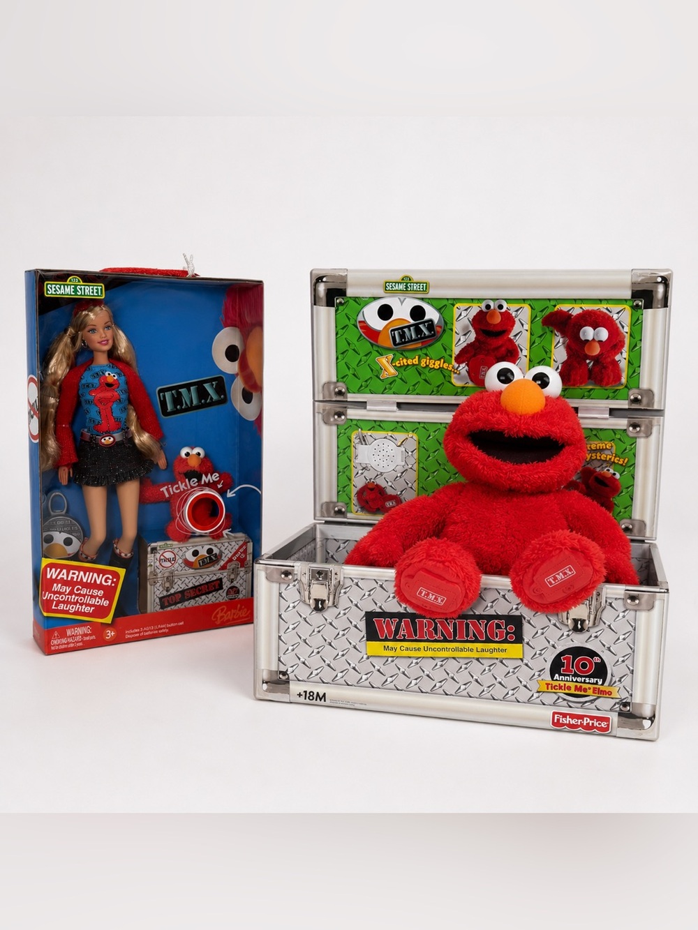 2006 TMX Tickle Me Elmo 10th Anniversary Case + Barbie Collector Bundle
